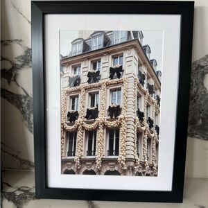 Framed Architectural Print - Black Frame, Beige & Black Artwork